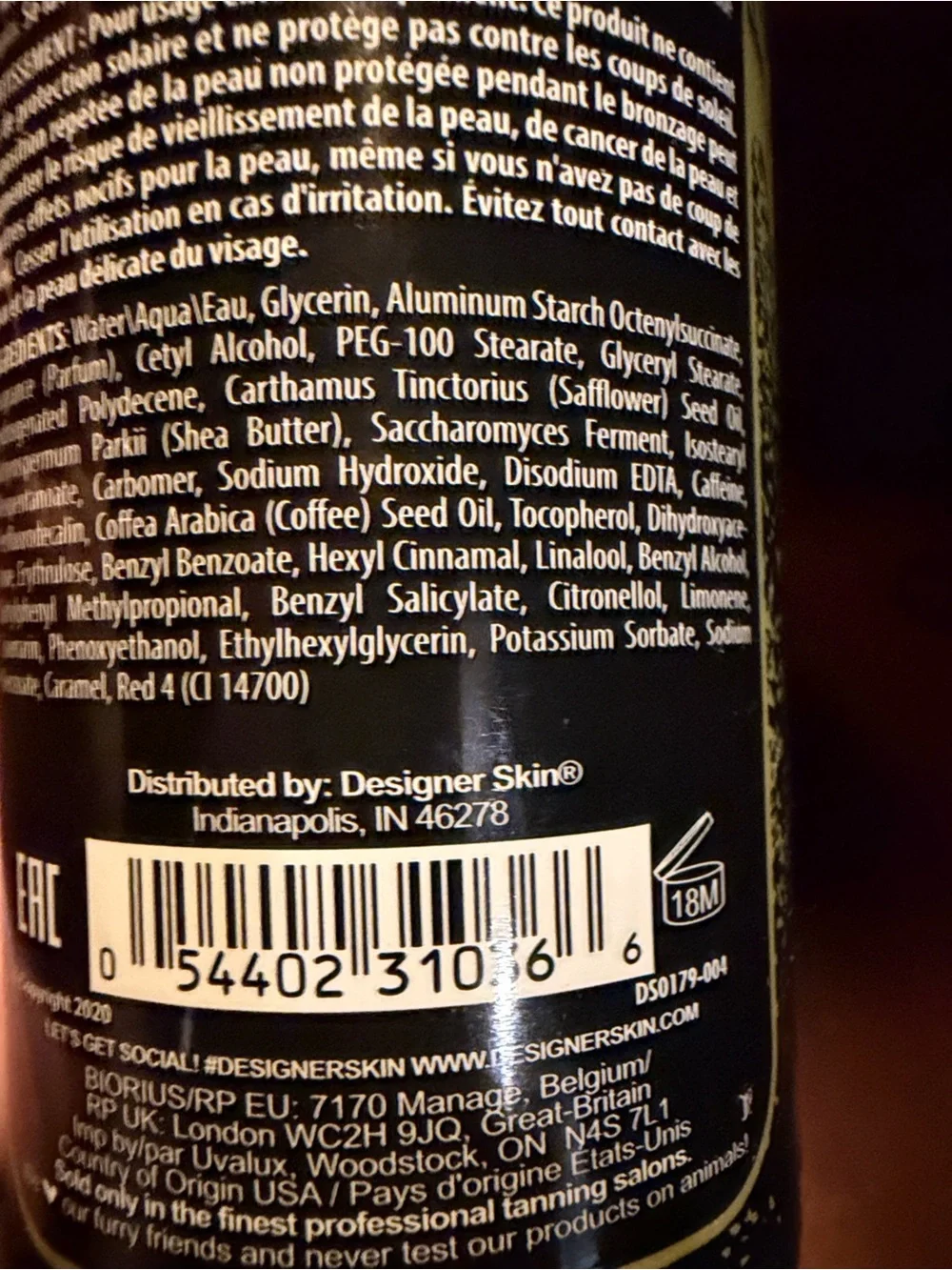 Designer Skin Sunless Tan Extender - Black & Gold Bottle 8 fl oz / 237 mL